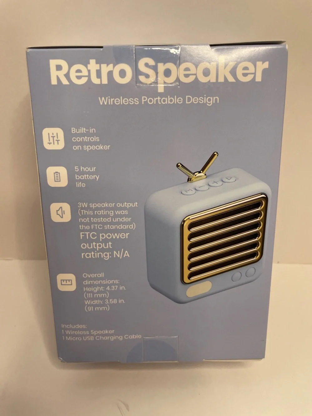 NIB Retro Speaker Wireless Portable Speaker - Light Blue - Picture 2 of 2